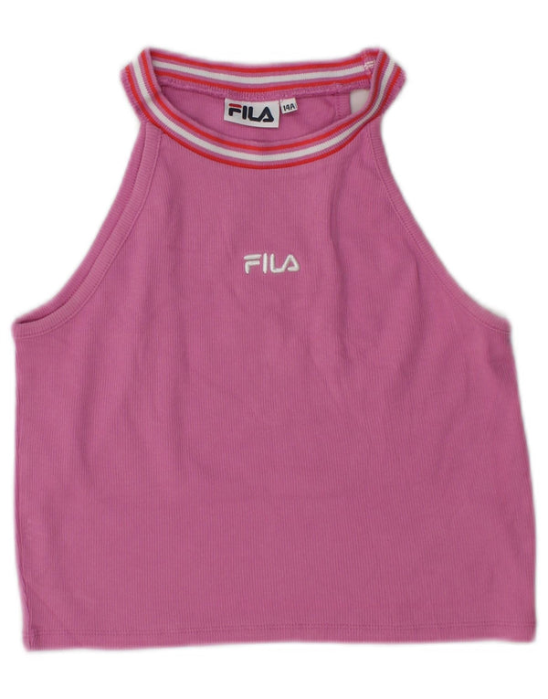 Fila Crop Neckholder-Top für Mädchen, 13–14 Jahre, rosa Baumwolle
