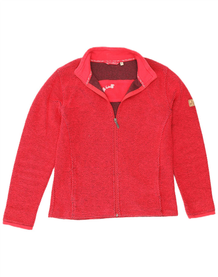 Weird Fish Damen-Cardigan-Pullover UK 14 Mittelrote Baumwolle