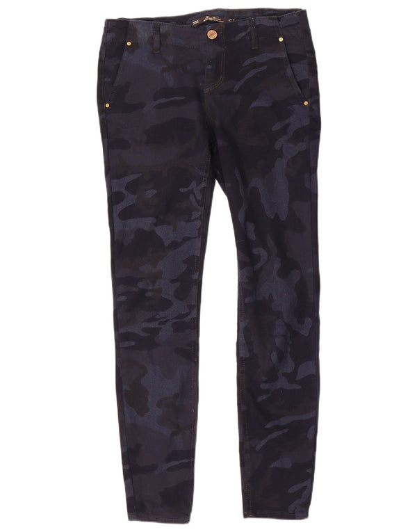Zara Damen Slim Fit Chinohose EU 36 XS W26 L28 Marineblaue Tarnung