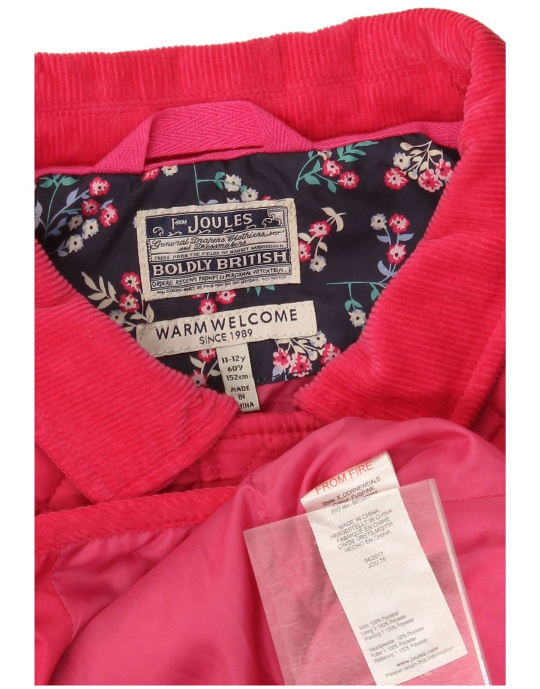 JOULES Steppjacke für Mädchen, 11–12 Jahre, rosa, Polyester