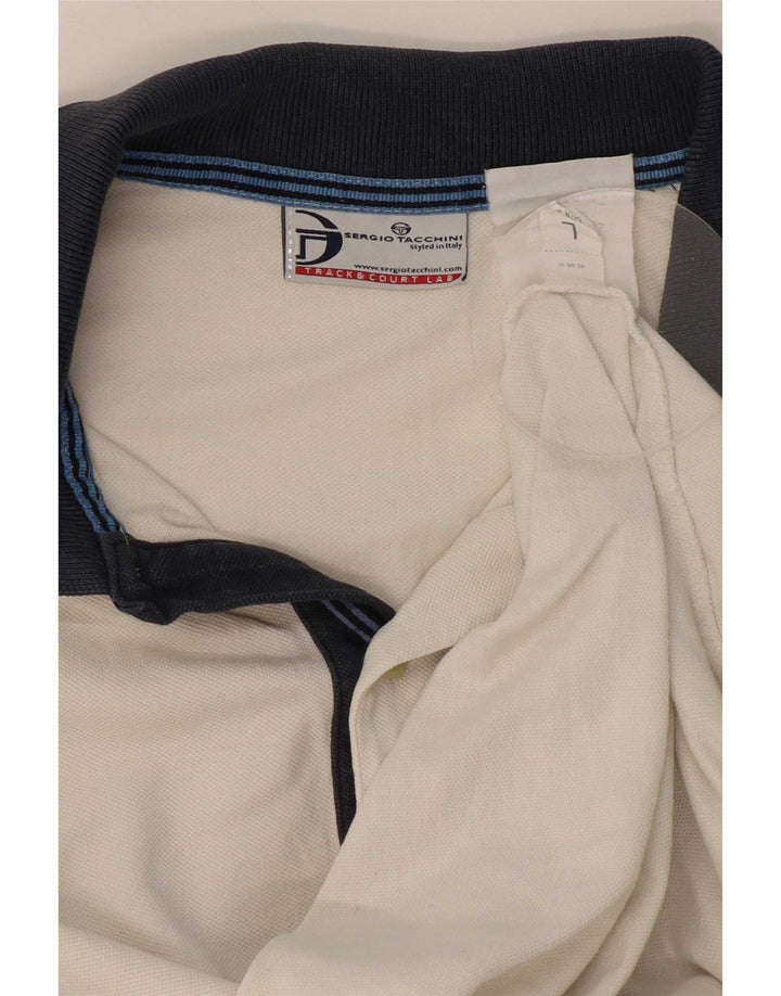 Sergio Tacchini Herren-Poloshirt, groß, Weiß, Farbblock
