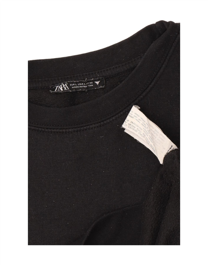 Zara Damen Sweatshirt Pullover UK 16 Large Schwarz Baumwolle