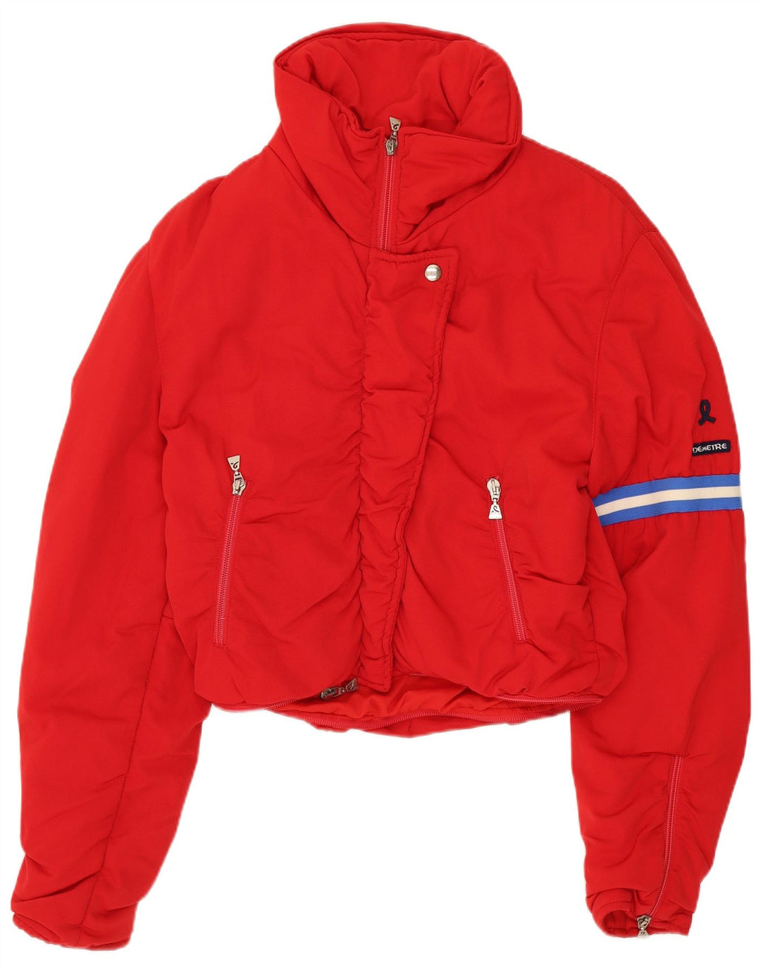 Vintage Damen Crop Wattierte Jacke EU 38 Mittelrotes Polyamid