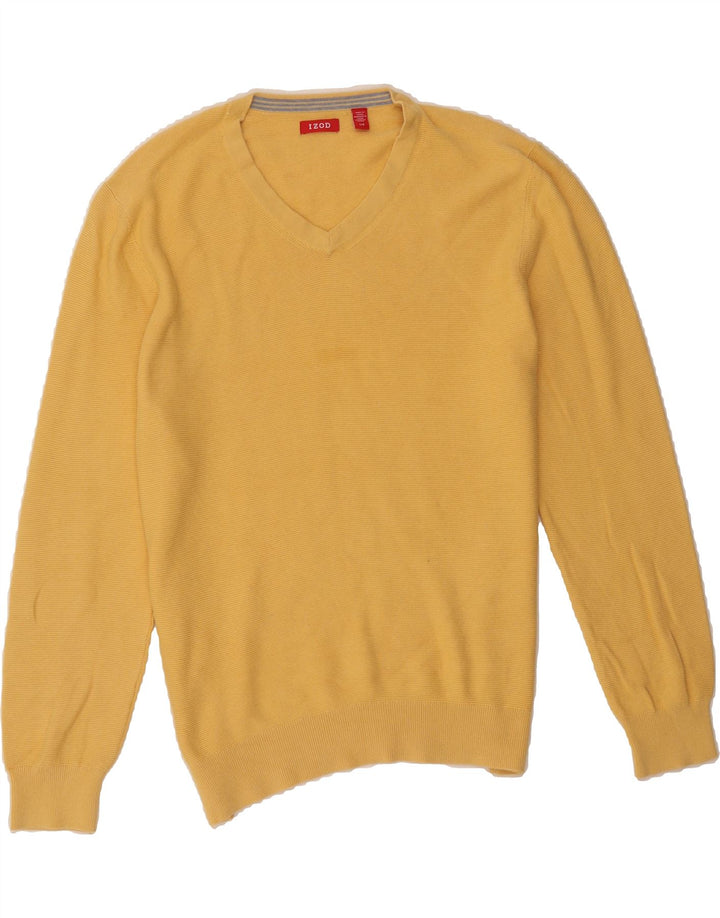 IZOD Mens V-Neck Jumper Sweater Large Yellow Cotton Vintage Izod and Second-Hand Izod from Messina Hembry 