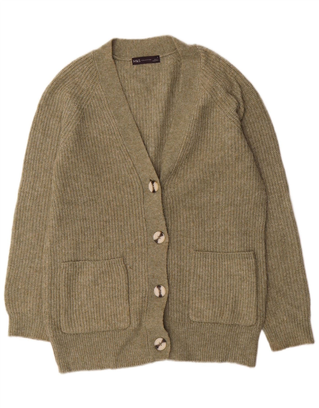 Marks & SPENCER Damen-Strickjacke in Übergröße, Gr. 10, Größe S, Grün