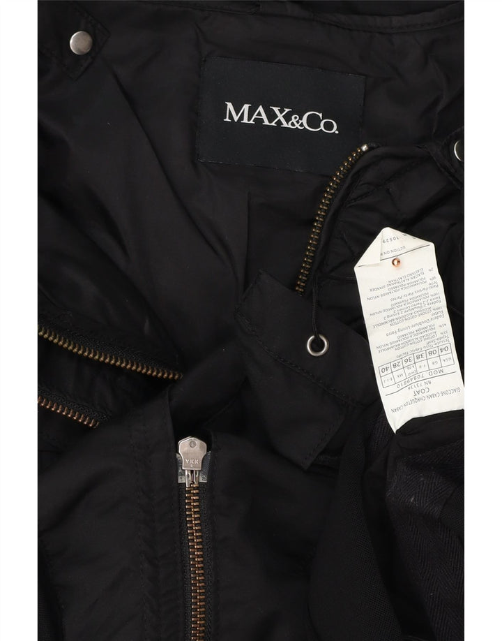 MAX & CO. Übergroße Parkajacke mit Kapuze für Damen, Größe S, Größe S, Schwarz, Baumwolle