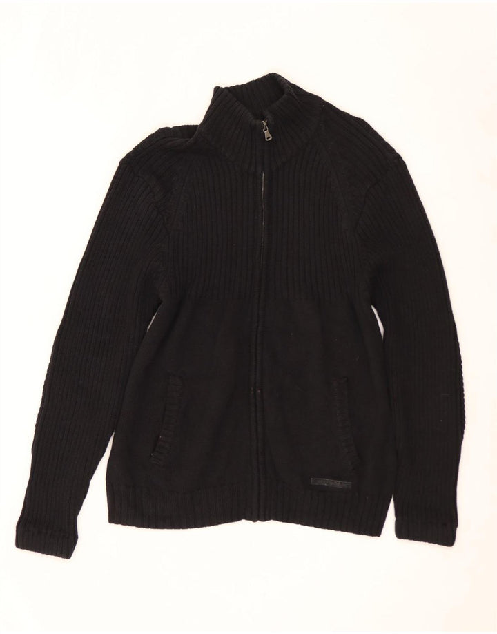 Calvin Klein Jeans Herren-Cardigan-Pullover aus mittelschwarzer Baumwolle