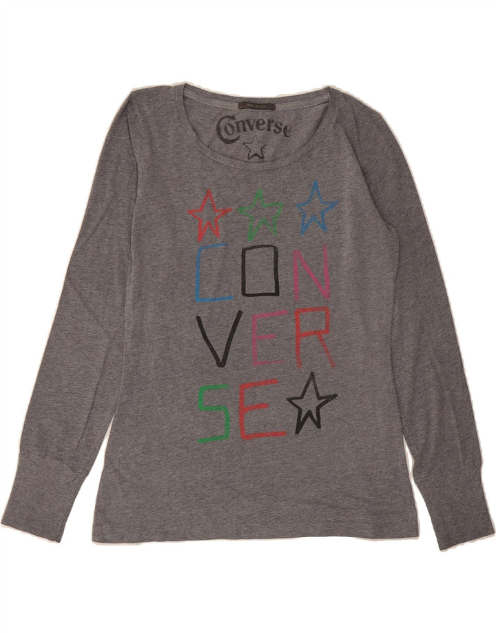 CONVERSE Womens Graphic Top Long Sleeve UK 14 Large Grey Cotton Vintage Converse and Second-Hand Converse from Messina Hembry 