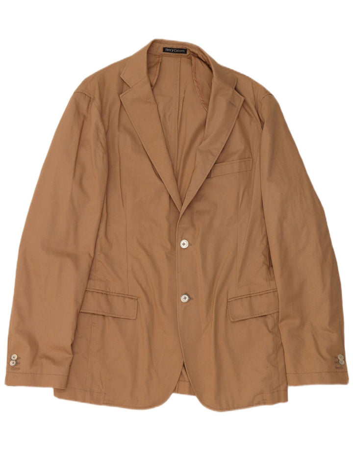 Henry Cottons Herren-Blazer mit 2 Knöpfen, schmale Passform, IT 52, XL, Beige, Baumwolle