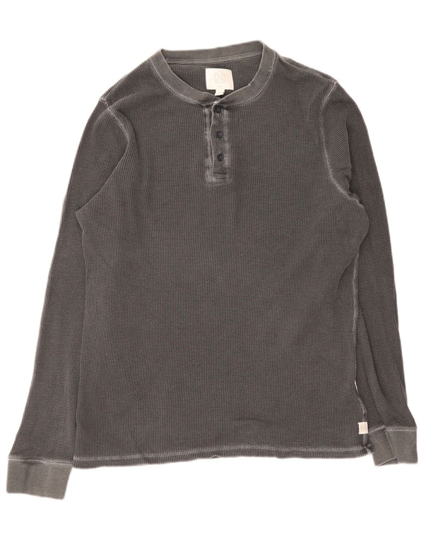 Marks & Spencer Herren-Oberteil, langärmelig, groß, graue Baumwolle
