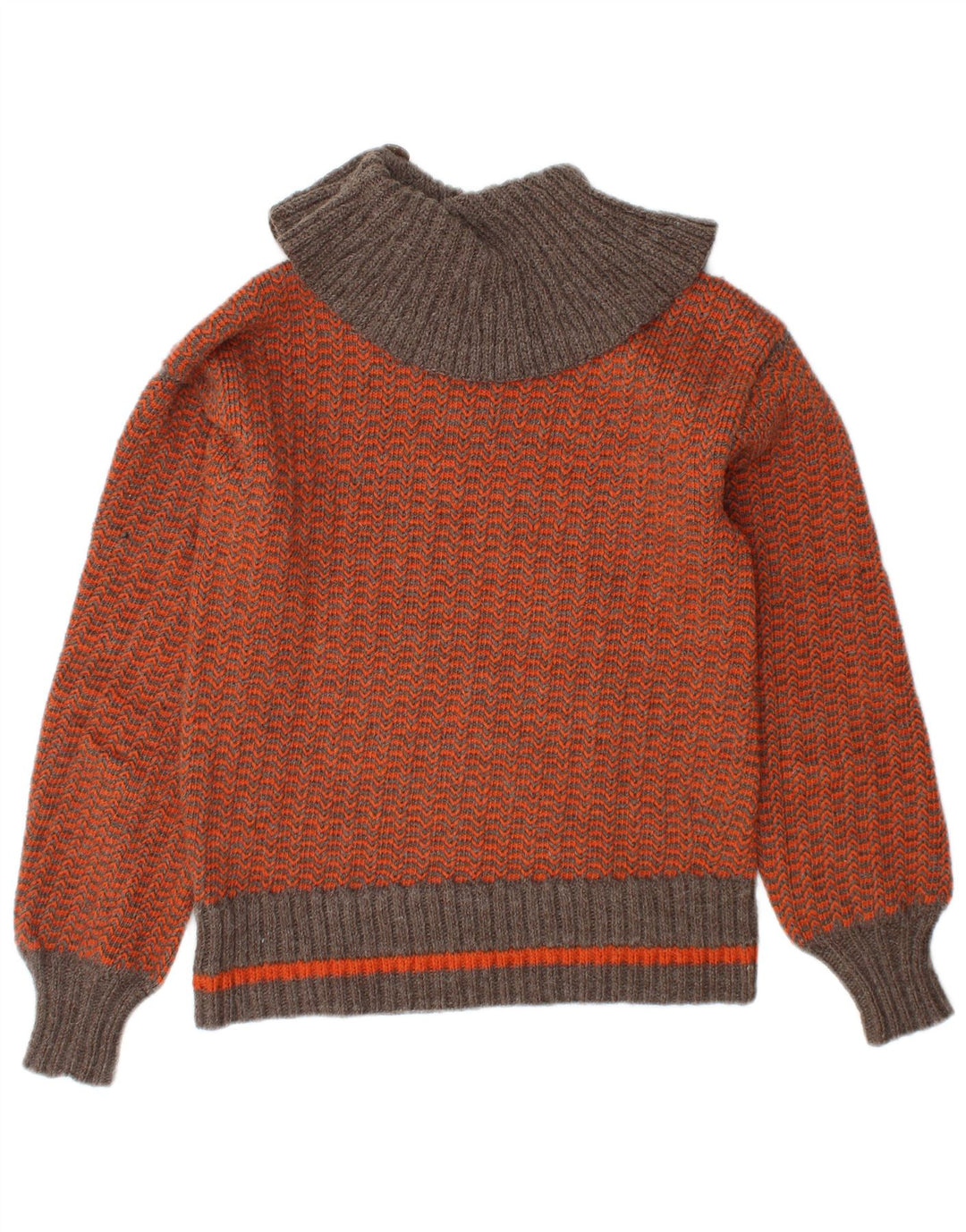 VINTAGE Damen Rollkragenpullover Pullover UK 10 Small Orange Chevron