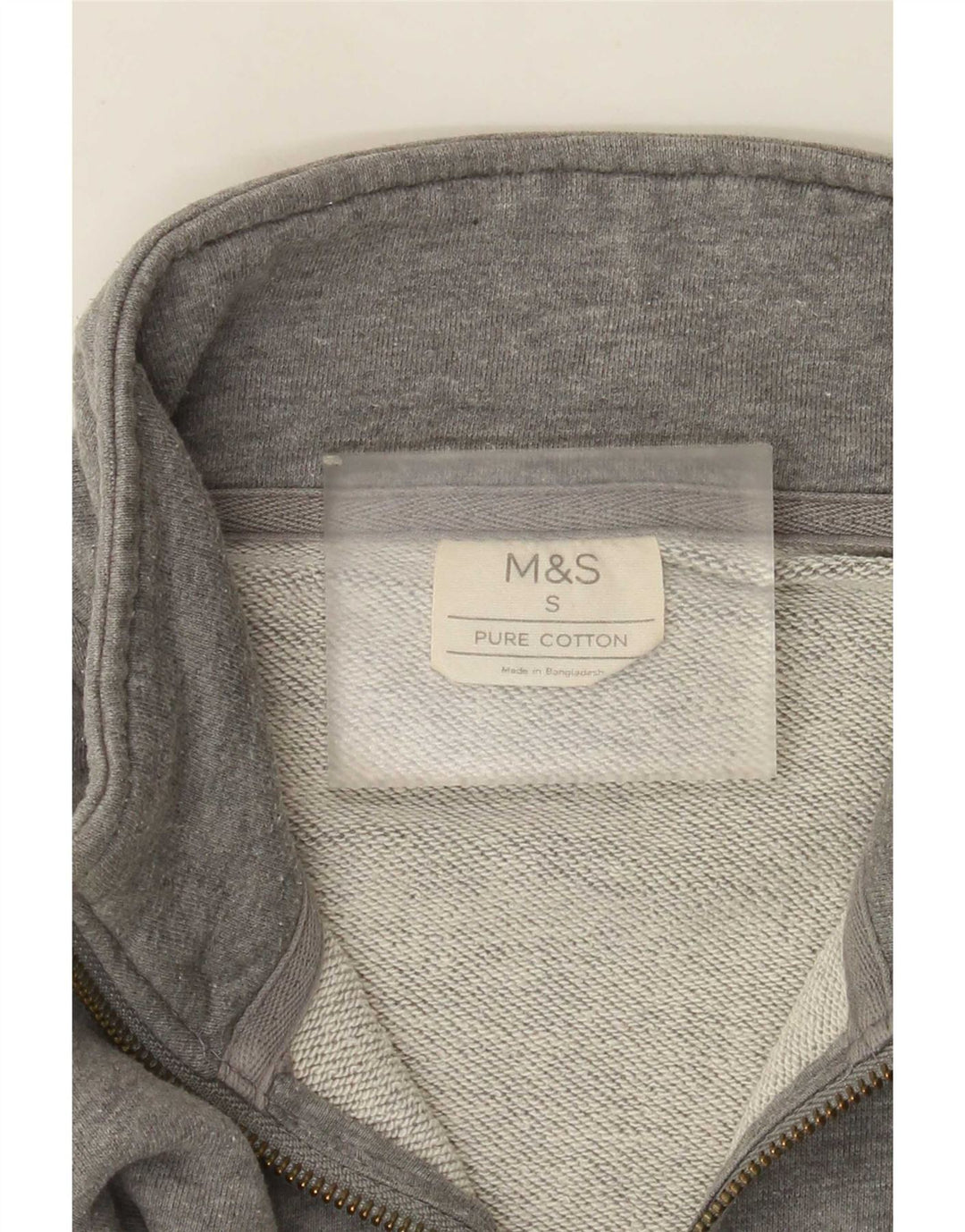 Marks & Spencer Herren-Sweatshirt mit Reißverschluss am Hals, Größe S, Grau, Baumwolle