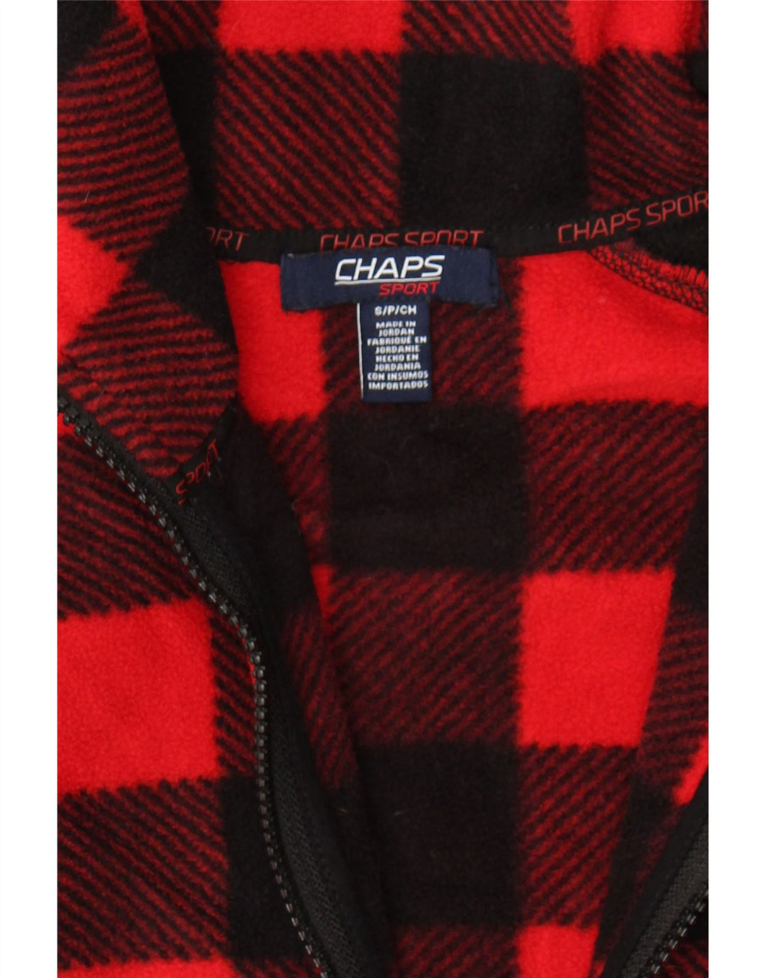 CHAPS Womens Fleece Jacket UK 10 Small Red Gingham Polyester Vintage Chaps and Second-Hand Chaps from Messina Hembry 