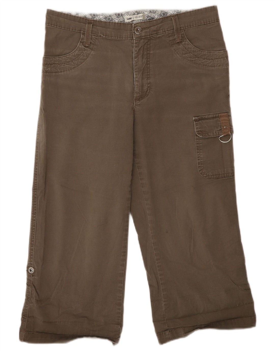 Lee Damen Cargo Caprihose US 6 Medium W30 L20 Khaki Baumwolle