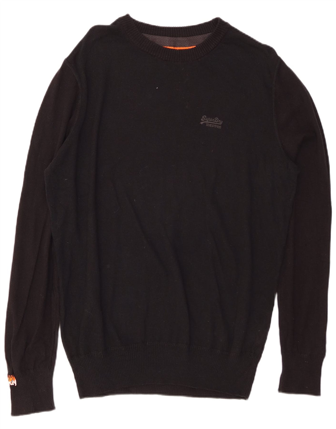 SUPERDRY Herren-Pullover mit Rundhalsausschnitt, XL, schwarze Baumwolle