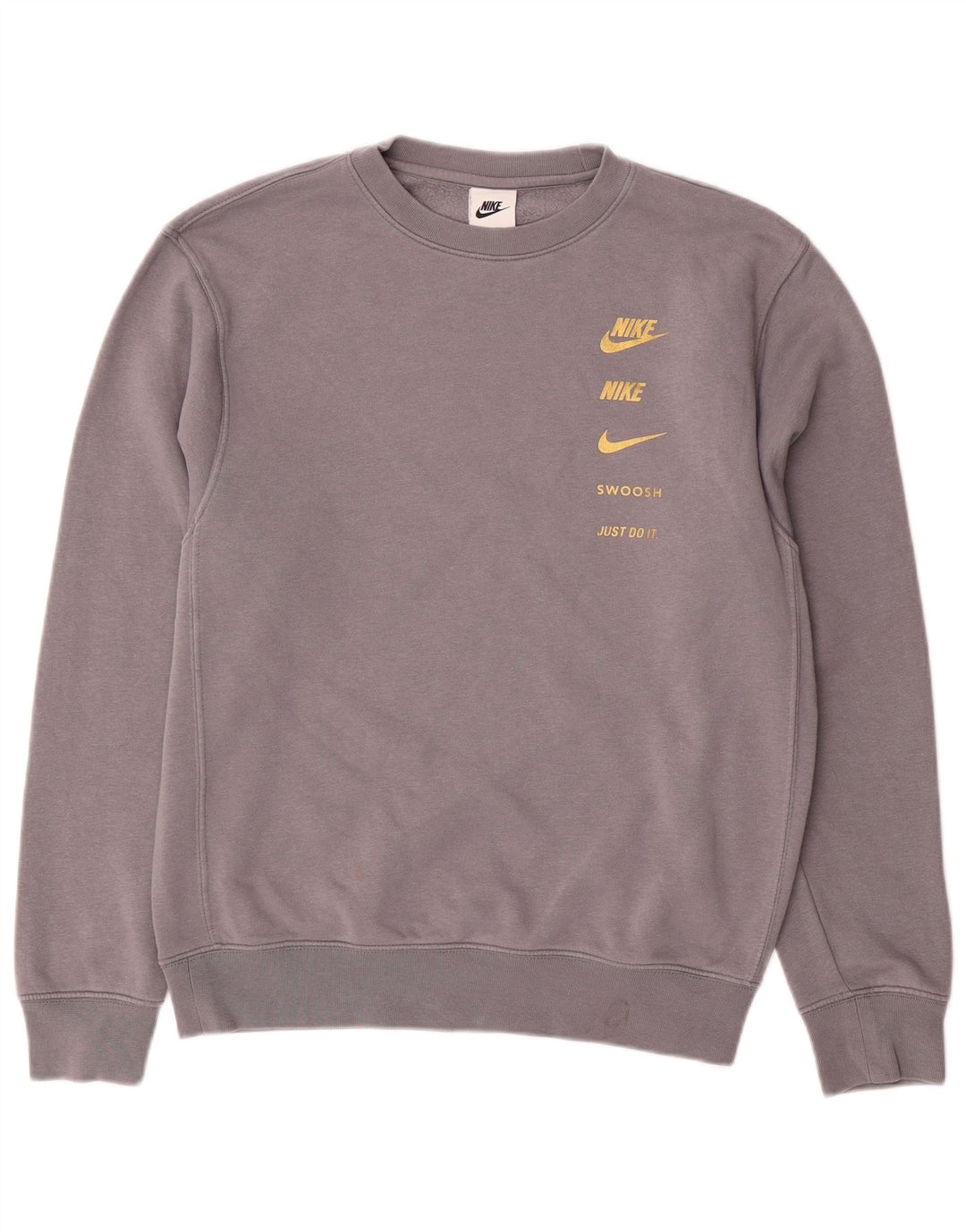 NIKE Herren-Sweatshirt mit Swoosh-Grafik, XS, graue Baumwolle