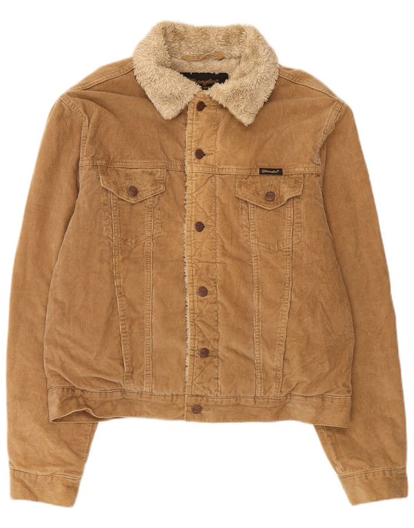Wrangler Herren Sherpa Cordjacke UK 40 Large Beige Baumwolle
