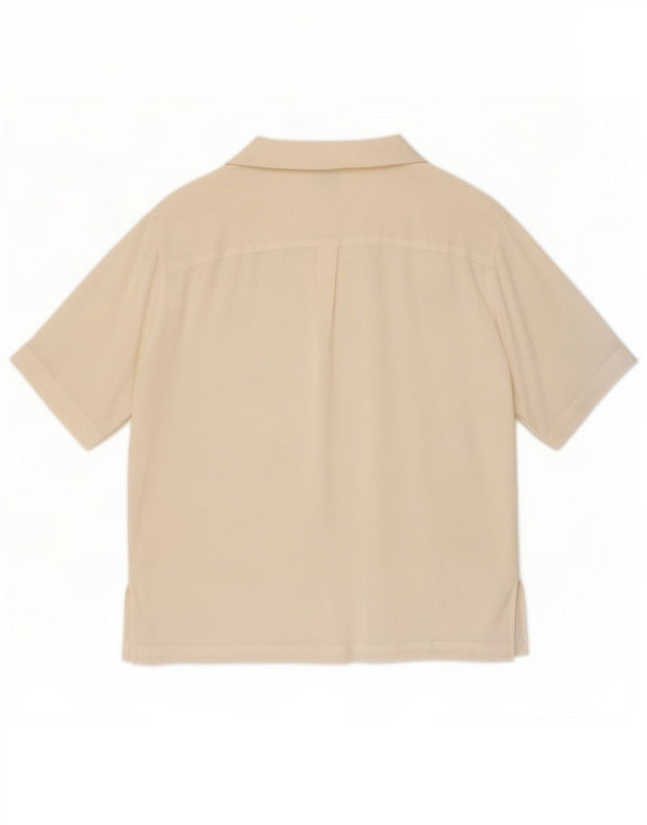 Vintage Damen Kurzarm-Hemdbluse IT 44 Medium Off White