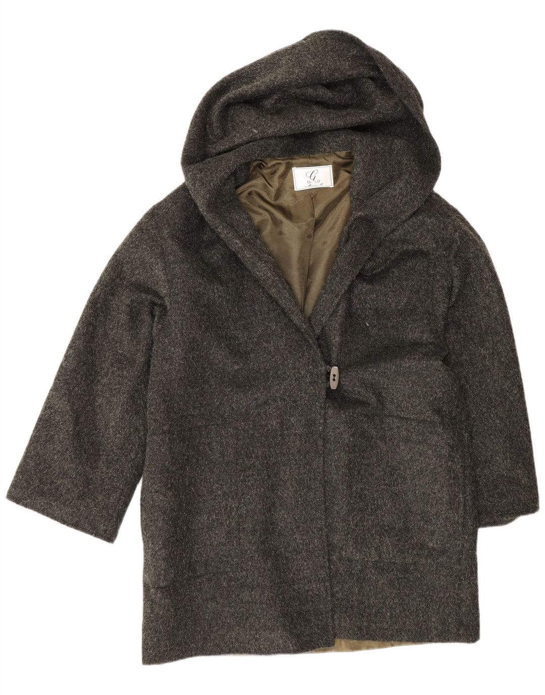 Gold By Michael H Damen Loose Fit Mantel UK 12 Mittelgrüne Wolle