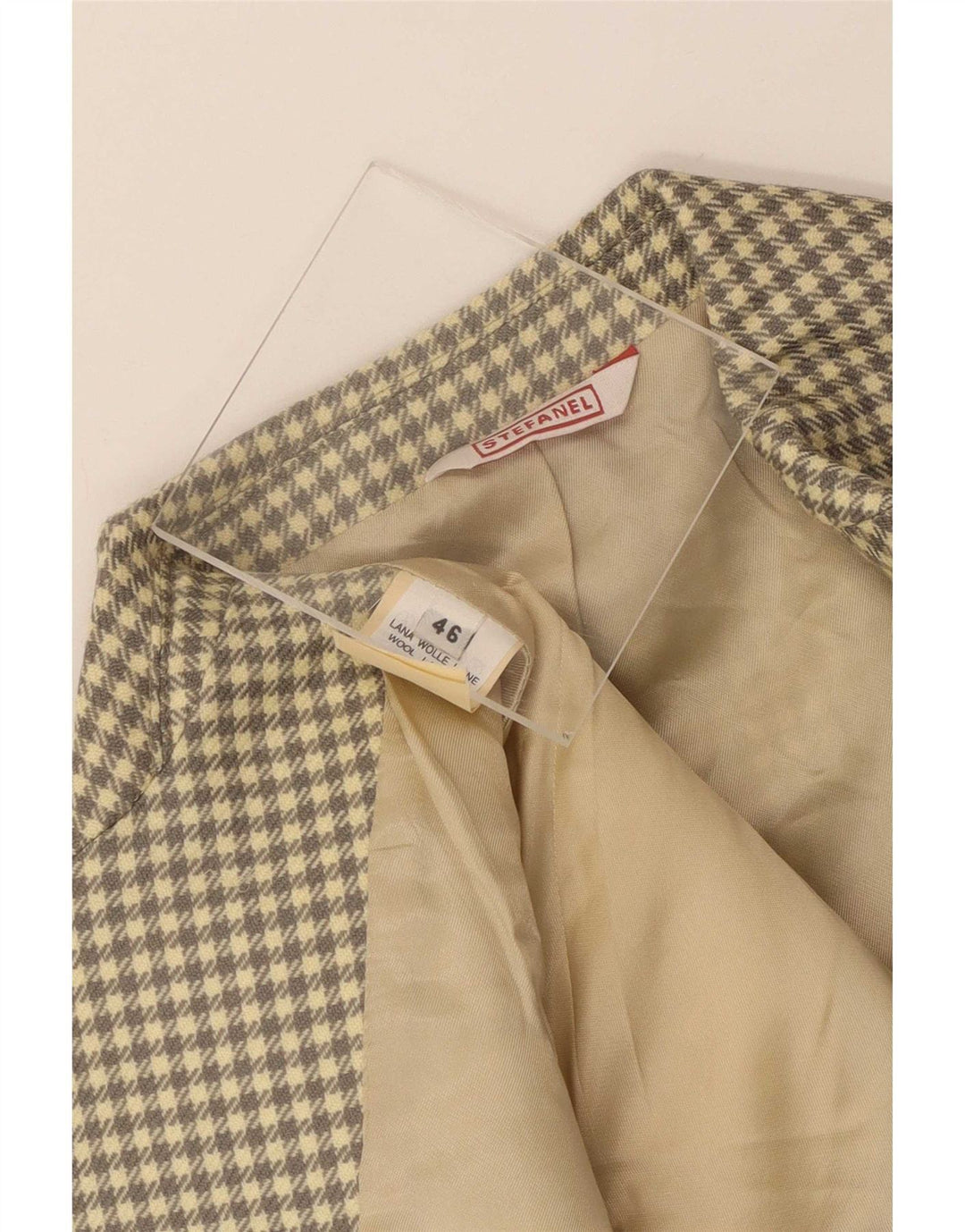 Stefanel Herren 3-Knopf-Blazerjacke IT 46 Small Grey Check Wool