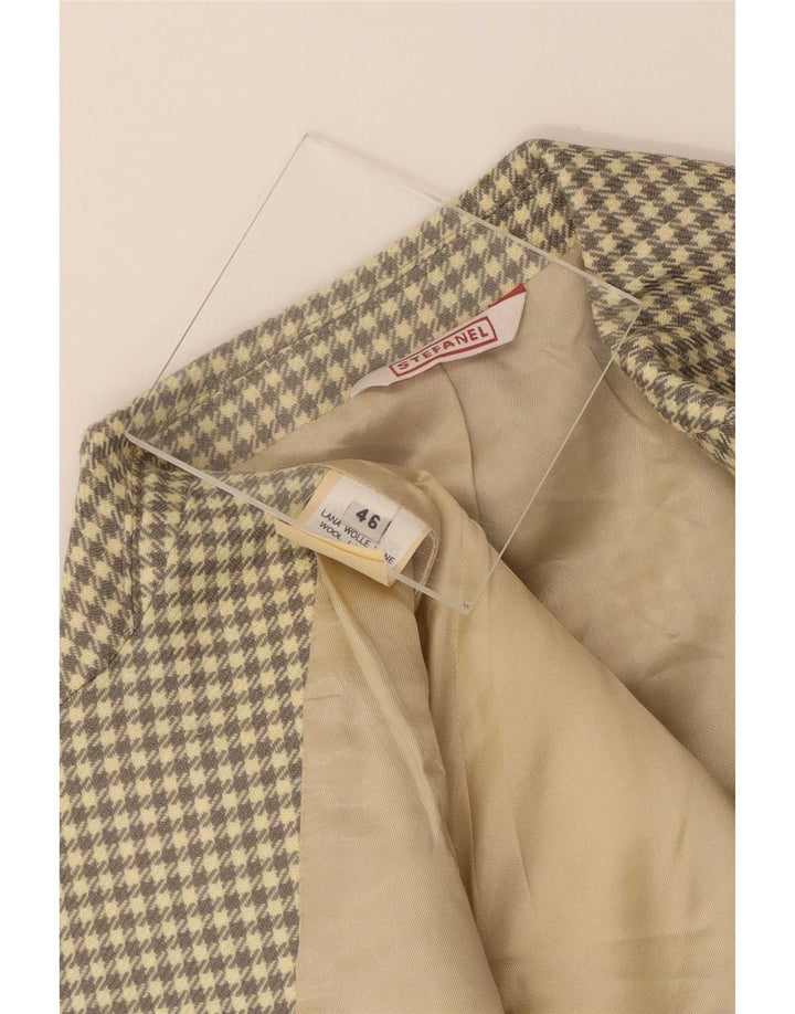 Stefanel Herren 3-Knopf-Blazerjacke IT 46 Small Grey Check Wool