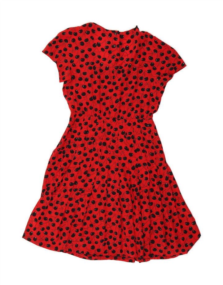 VINTAGE Womens Abstract Pattern A-Line Dress UK 12 Medium Red Vintage Vintage and Second-Hand Vintage from Messina Hembry 
