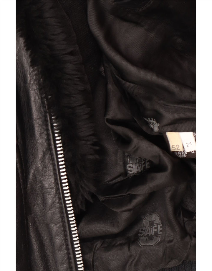 Vintage Herren Leder Fliegerjacke IT 52 XL Schwarzes Leder Army
