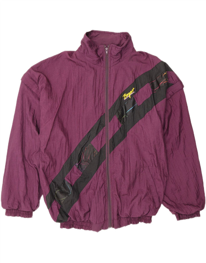 Vintage Herren Trainingsanzug Top Jacke 2XL Maroon Colourblock Nylon