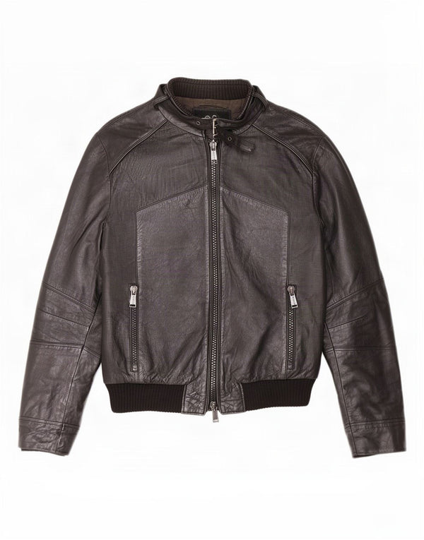 Antony Morato Herren Lederjacke UK 38 Medium Schwarz