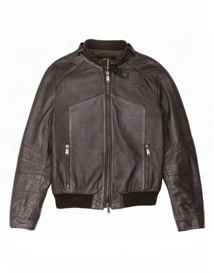 Antony Morato Herren Lederjacke UK 38 Medium Schwarz