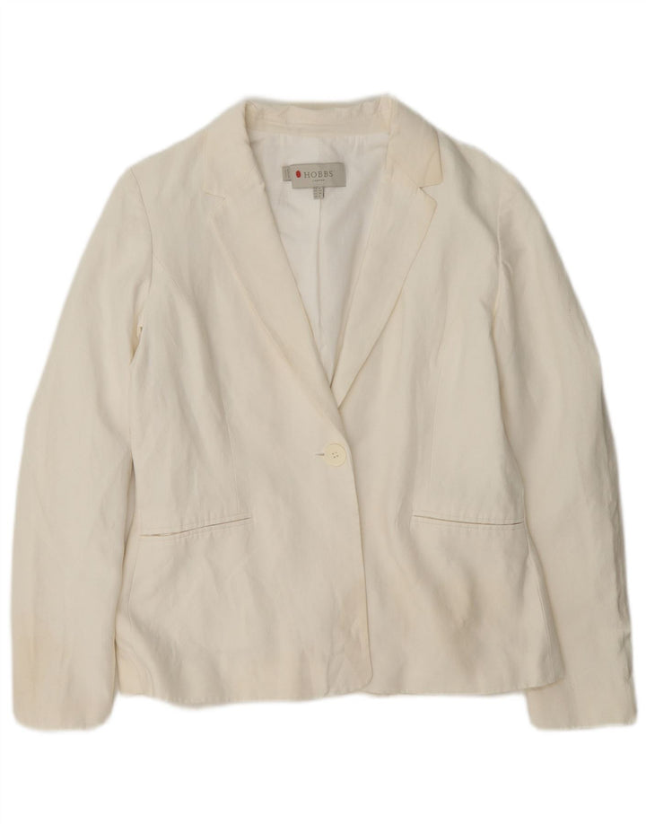 Hobbs Damen-Blazer mit 1 Knopf, Gr. 10, Größe S, weiße Seide