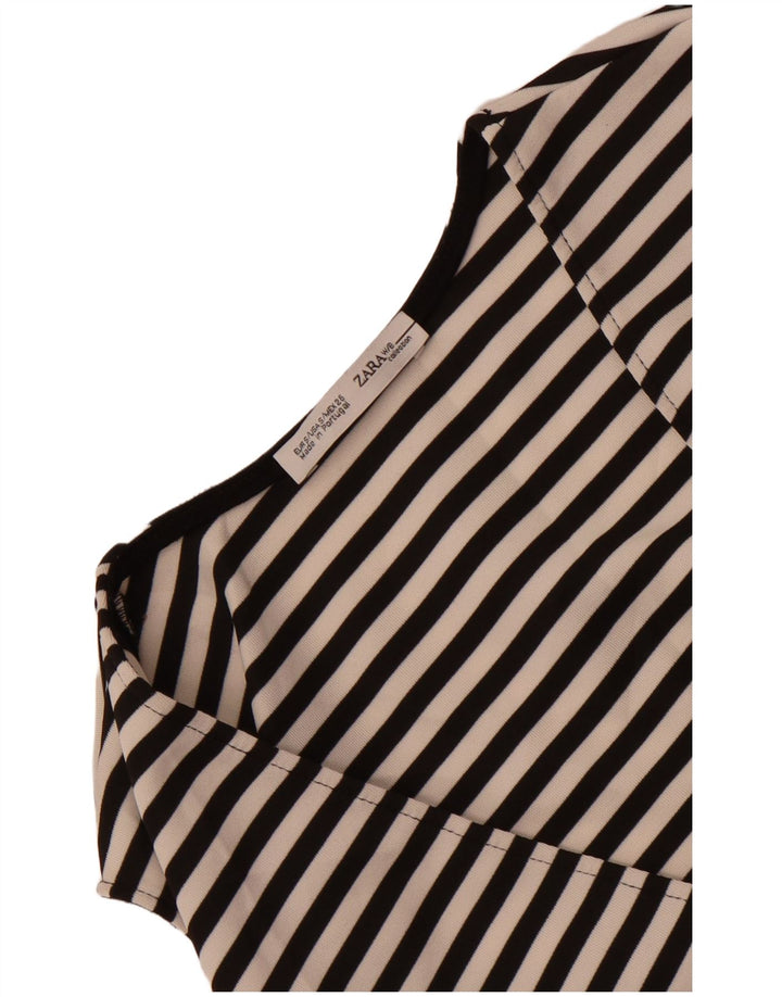 Ärmelloses Crop-Top für Damen von Zara, Größe S, Gr. 8, Schwarz, gestreift