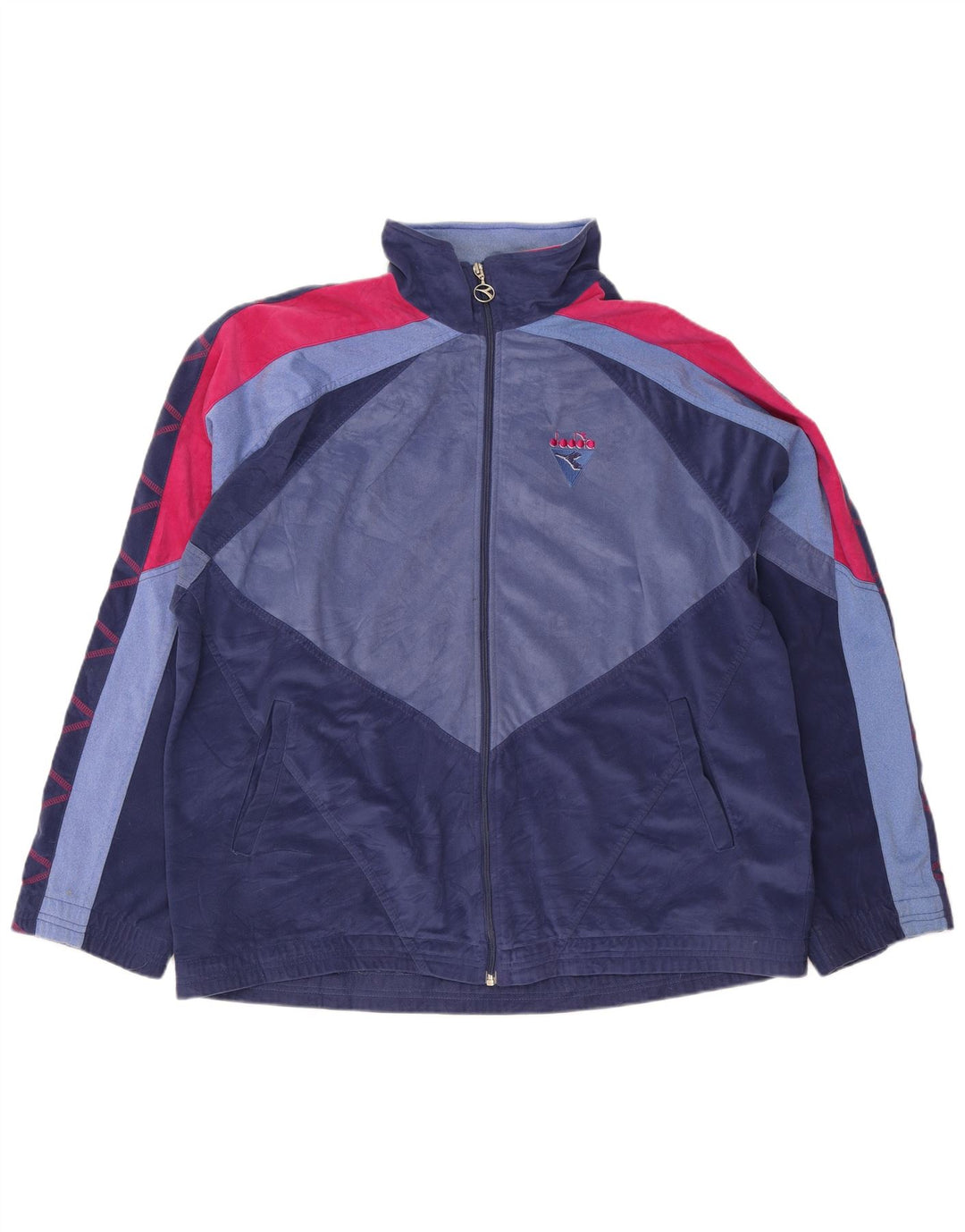 Diadora Kompletter Herren-Trainingsanzug, UK 48 2XL, Marineblau, Farbblock-Polyester