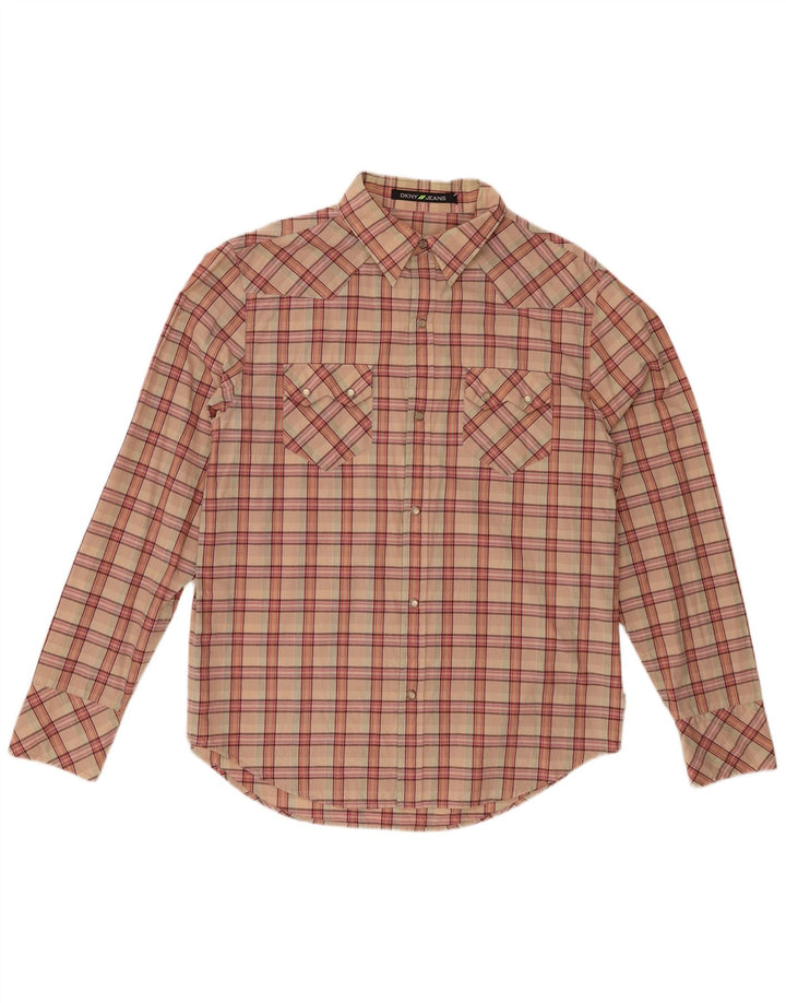DKNY Herren-Hemd, mittelbeige, kariert, Baumwolle