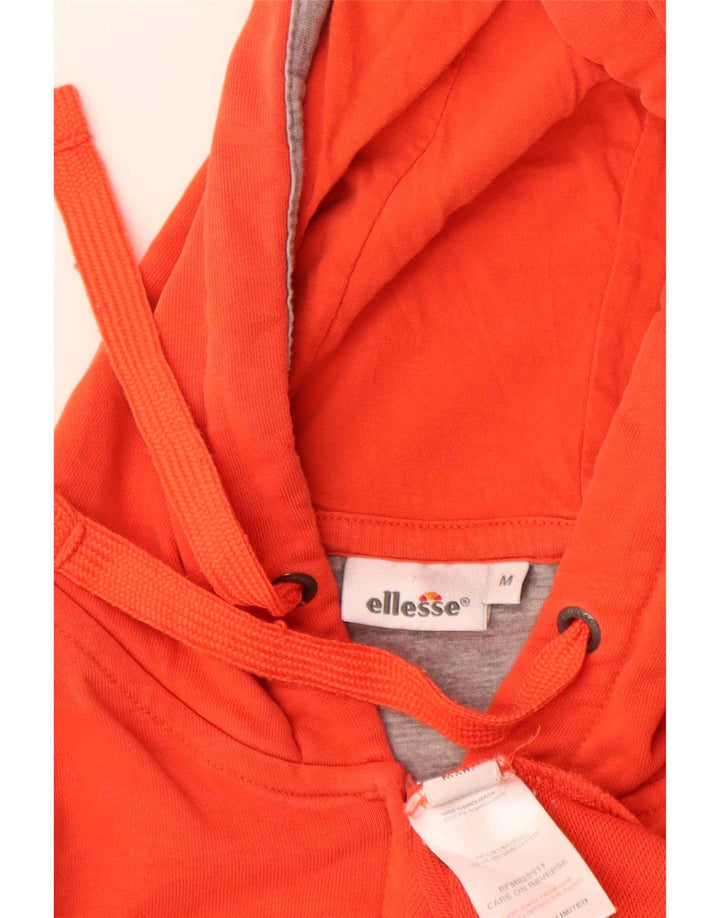 Ellesse Herren-Kapuzenpullover mit grafischem Reißverschluss, mittelorangefarbene Baumwolle