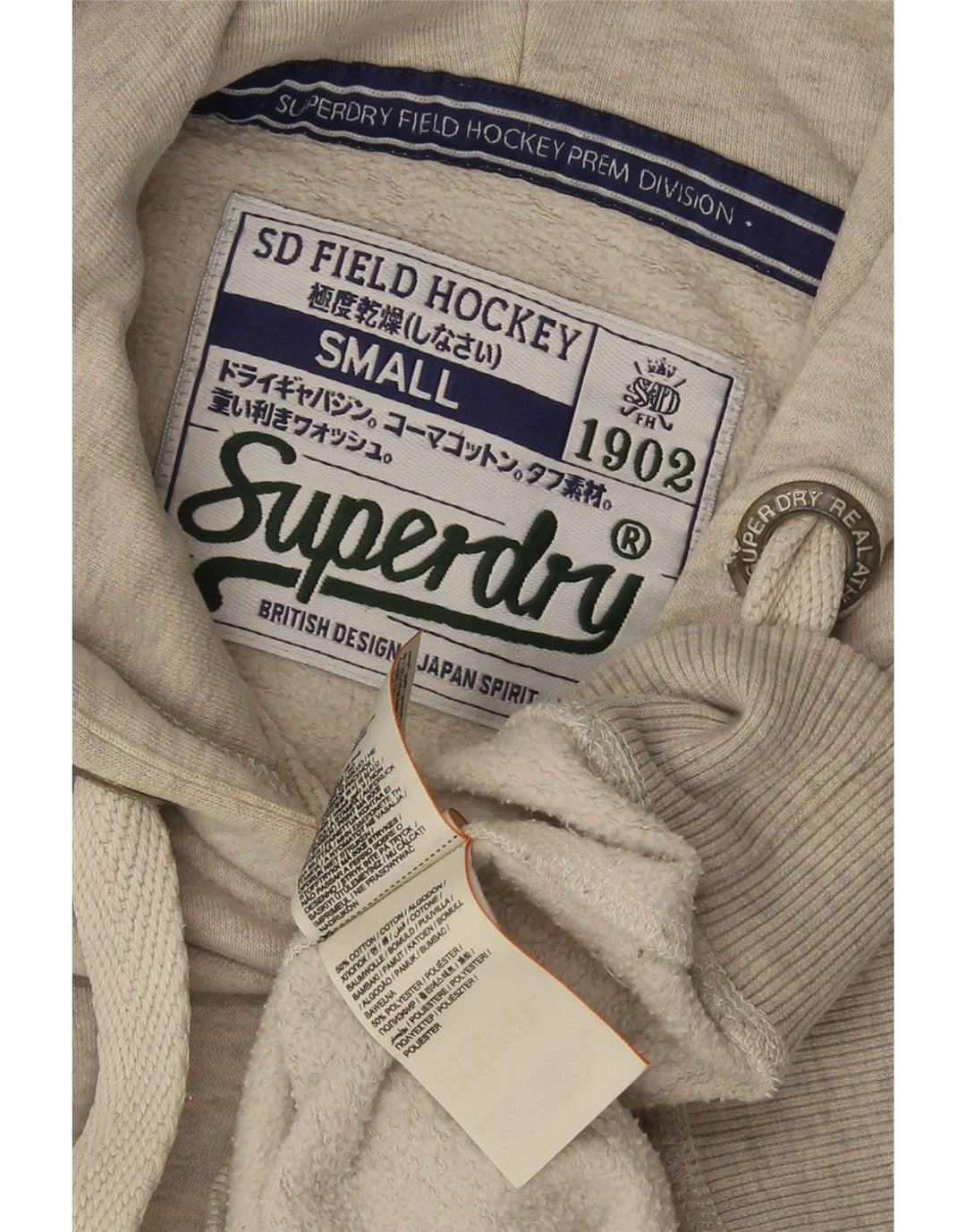 Superdry Herren-Kapuzenpullover mit Grafik, Größe S, graue Baumwolle