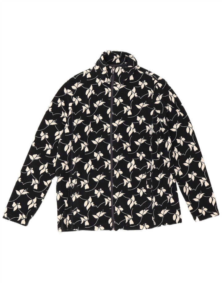 Lands End Damen Fleecejacke UK 14 Medium Navy Blue Floral Polyester