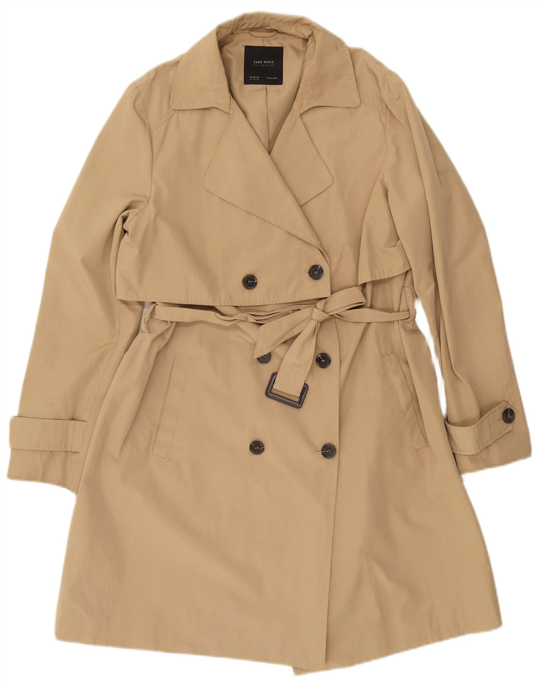 ZARA Damen Trenchcoat UK 18 XL Beige Baumwolle