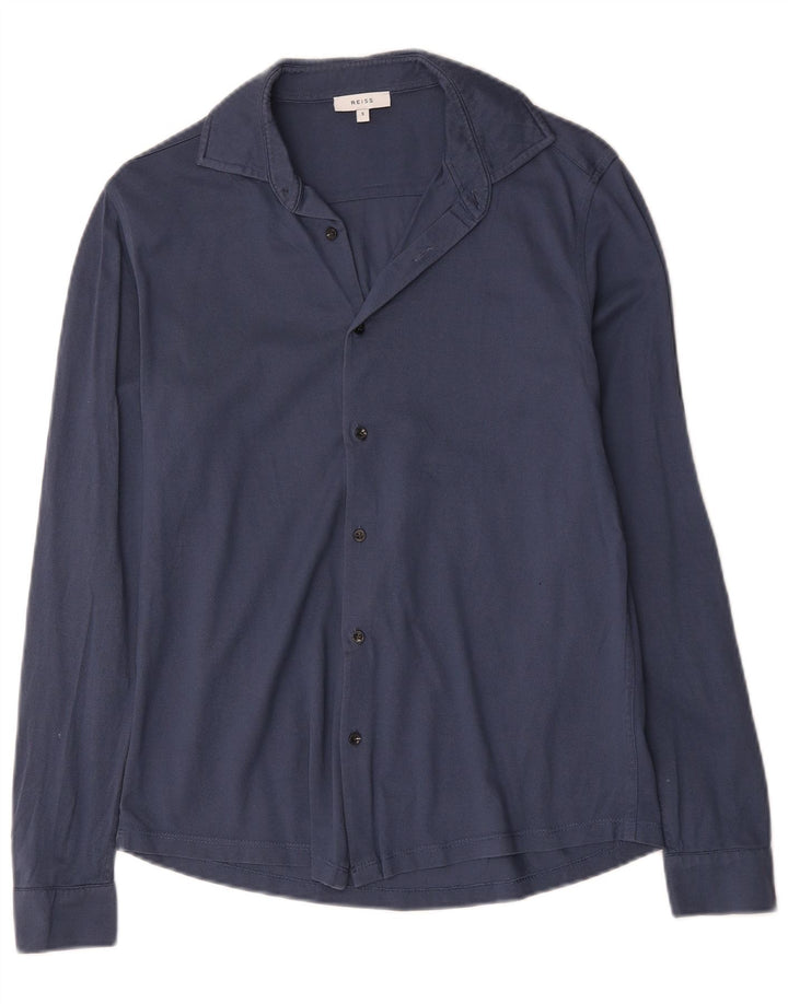Reiss Herren-Hemd, klein, aus blauer Baumwolle