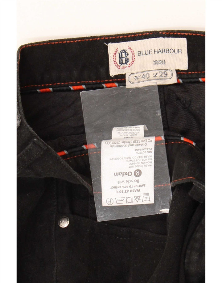 Marks & Spencer Herren Blue Harbor Crop Freizeithose W40 L26 Schwarz