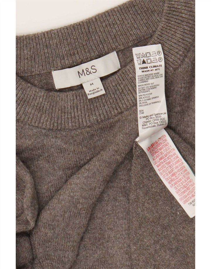 Marks & Spencer Damen-Pullover mit Rundhalsausschnitt, UK 14, Mittelgrau, Polyester