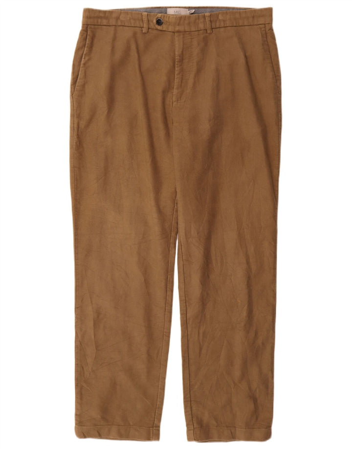 Marks & Spencer Herren-Anzughose, gerade, normal, W36, L31, Beige, Baumwolle