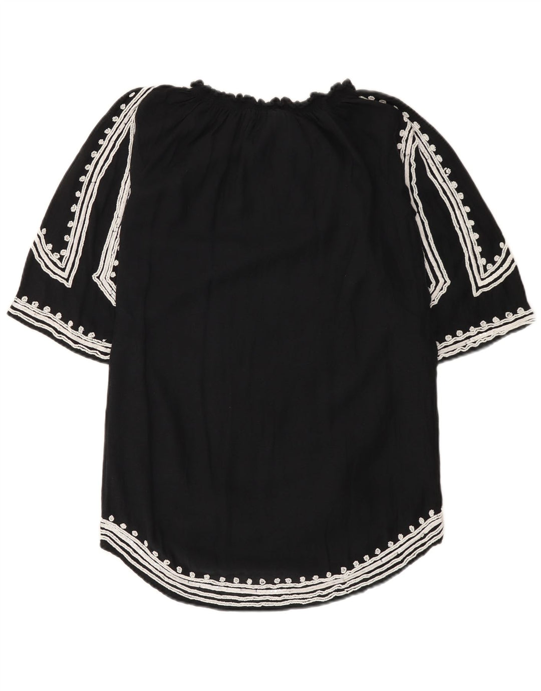 Zara Damen-Blusenoberteil UK 12 Mittelschwarze Baumwolle
