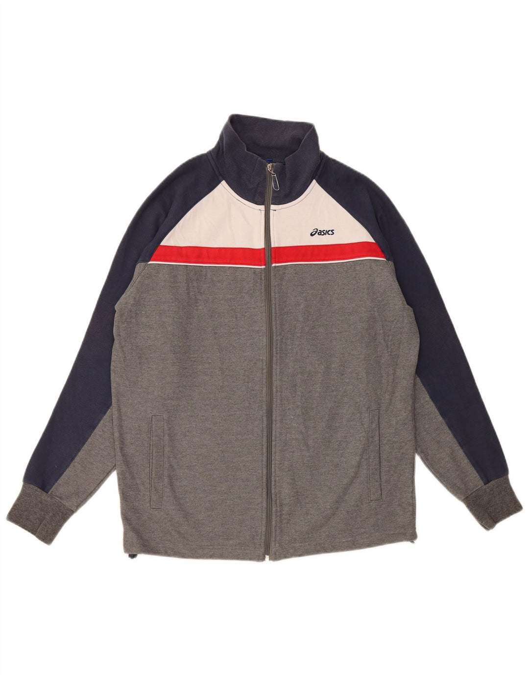 ASICS Herren-Trainingsanzugoberjacke aus mittelgrauer Colourblock-Baumwolle