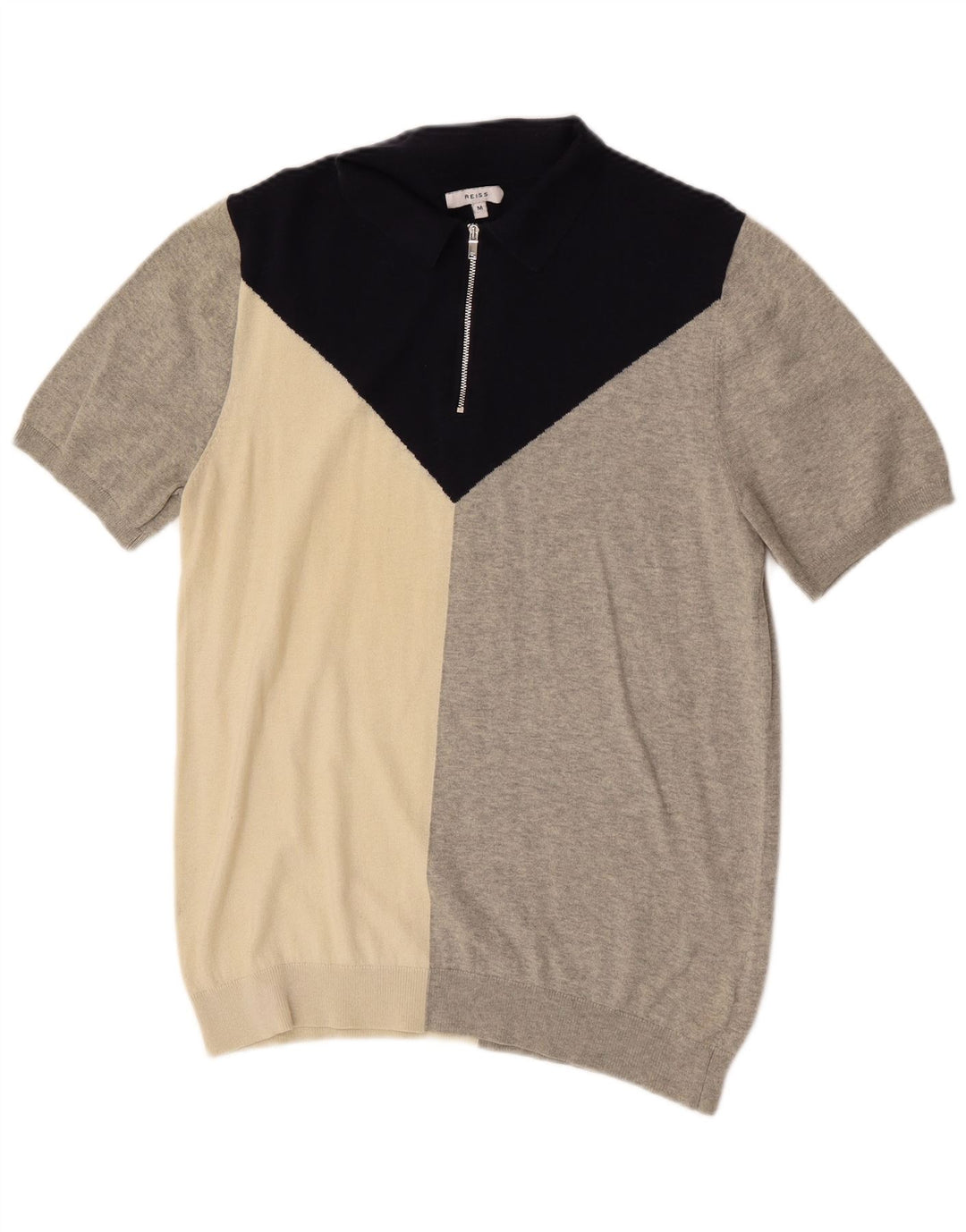 Reiss Damen-Pullover mit Reißverschluss, UIK 14, Mittelgrau, Farbblock