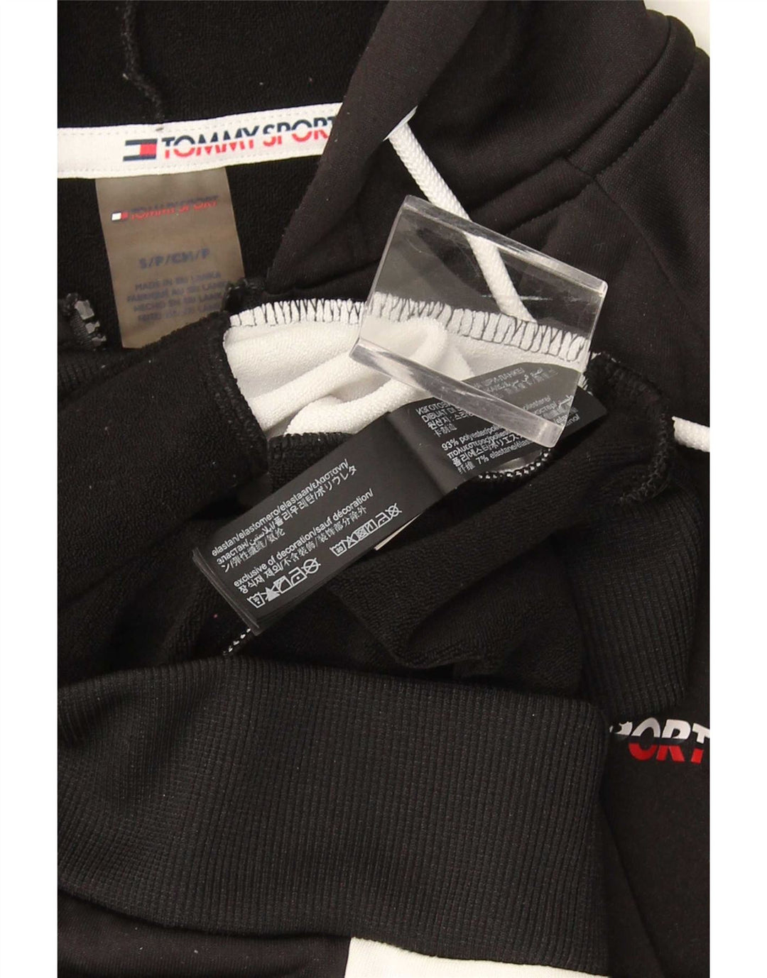 Tommy Hilfiger Herren-Kapuzenpullover mit Reißverschluss, klein, schwarzes Farbblock-Polyester