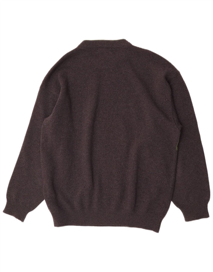 Iceberg Herren-Pullover mit grafischem Rundhalsausschnitt, XL, graue Wolle, Retro-Stil