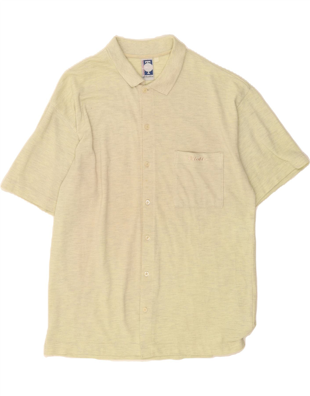 LOTTO Mens Short Sleeve Shirt UK 40/42 Medium Yellow Polyester Vintage Lotto and Second-Hand Lotto from Messina Hembry 