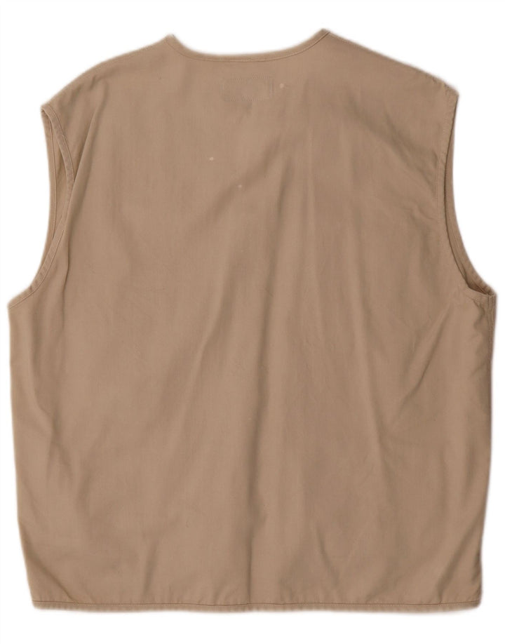 Vintage Herren Utility Gilet UK 38 Mittelbeige Baumwolle