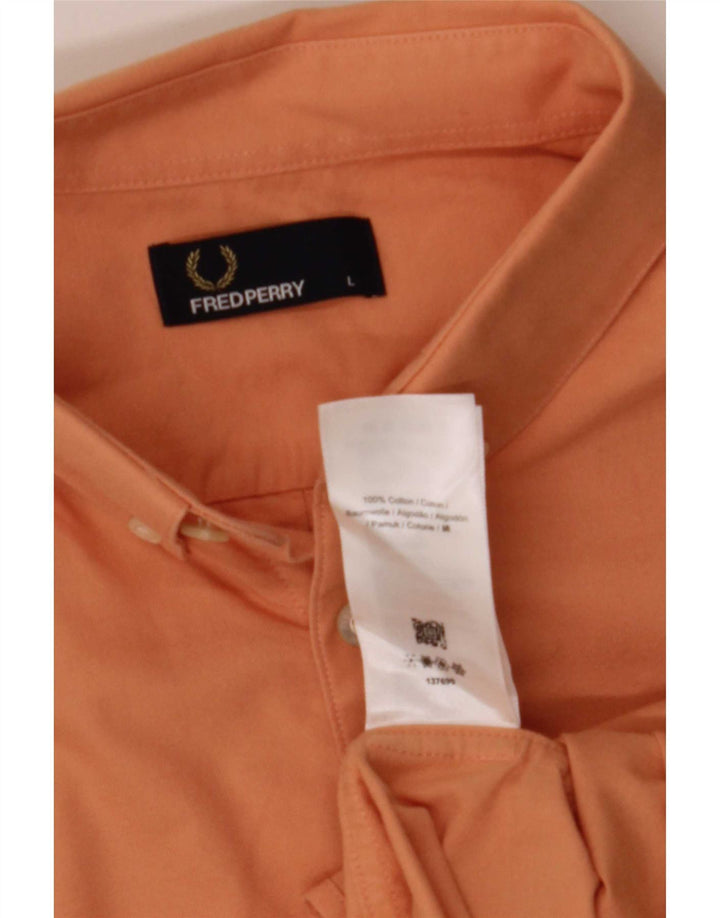 Fred Perry Herren Kurzarmhemd Große Orange Baumwolle